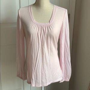 Pink scooped neck long sleeve top size L